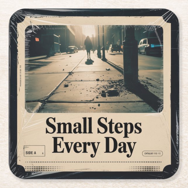 Small Steps Every Day Square Paper Coaster (Front)