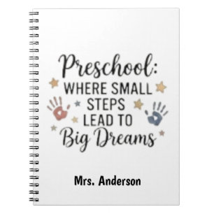 Small Steps Lead To Big Dreams Personalised Name Notebook