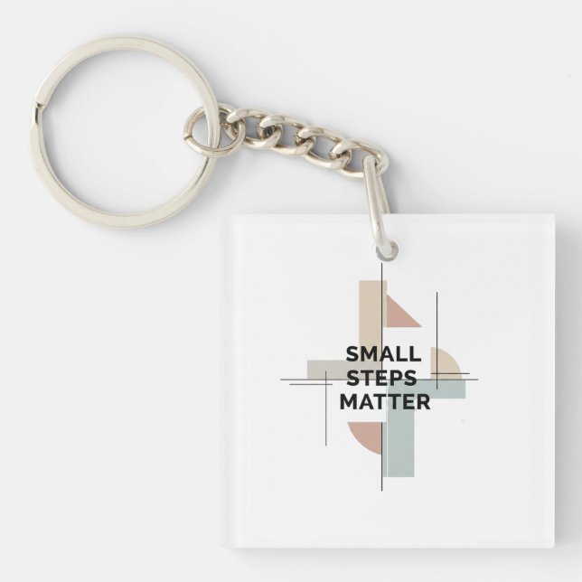Small Steps Matter Geometric Keychain (Front)