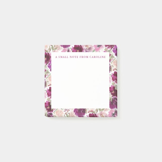 Small Sticky Note Pink Watercolor Floral Notes (Front)