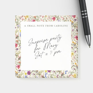 Small Sticky Notepad Wildflower Watercolor Floral