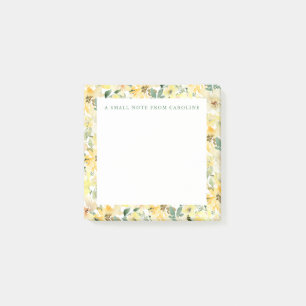 Small Sticky Notepad Yellow Watercolor Floral