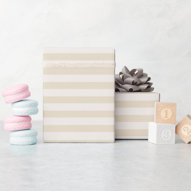 Small Striped Beige Ivory - Wrapping Paper Roll (Baby Shower)