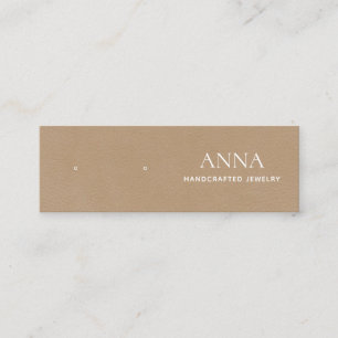 Small Tan Beige Leather Earring Display Mini Business Card
