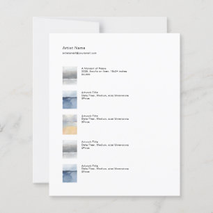 Small Tear Sheet Price Sheet Template for Art
