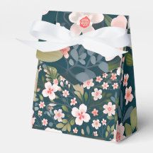 Small Tent Favour Box with Ribbon ( Floral Design)