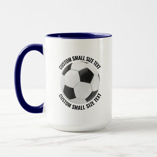 Small Text NAVY BLUE Combo 15oz Custom Soccer Mug (Left)