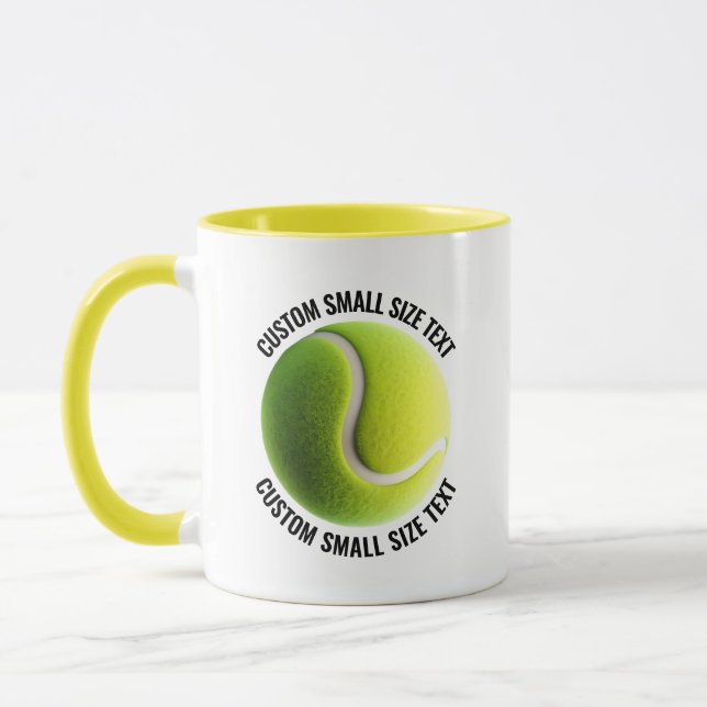 Small Text YELLOW Combo 11oz Custom Tennis Mug (Left)