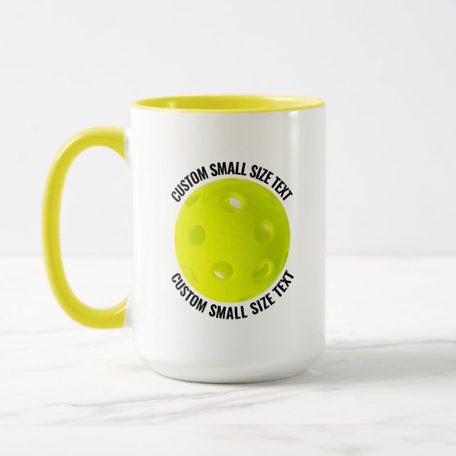 Small Text YELLOW Combo 15oz Custom Pickleball Mug (Left)