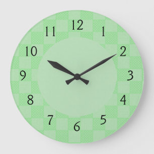 Small Textured Green Patchwork Pattern Large Clock