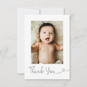 Small Thank you Heart Modern Baby photo shower Card
