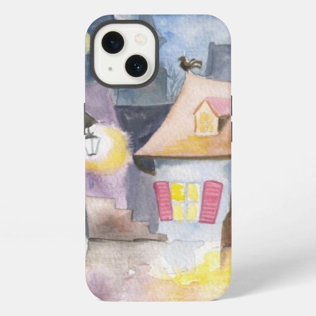Small town at night iPhone case (Back)