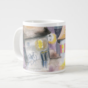 Small town at night large coffee mug