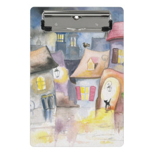 Small town at night mini clipboard
