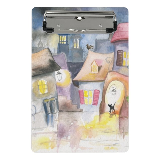 Small town at night mini clipboard (Front)