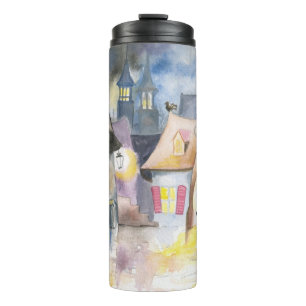 Small town at night thermal tumbler