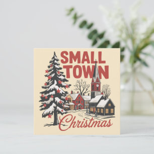 Small Town Christmas Country Farmer Family Retro Holiday Card