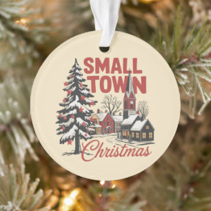 Small Town Christmas Country Farmer Family Retro Ornament