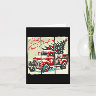 Small Town Christmas Red Truck Christmas Tree Vint Card