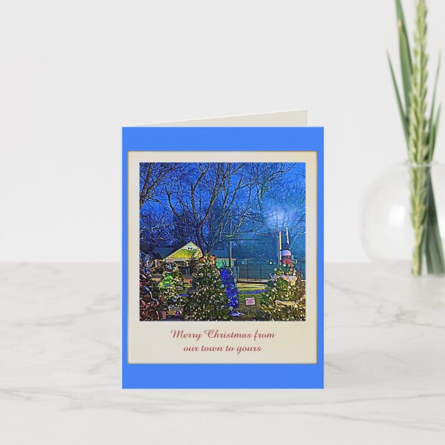 Small Town Christmas Trees Folded Greeting Card (Front)