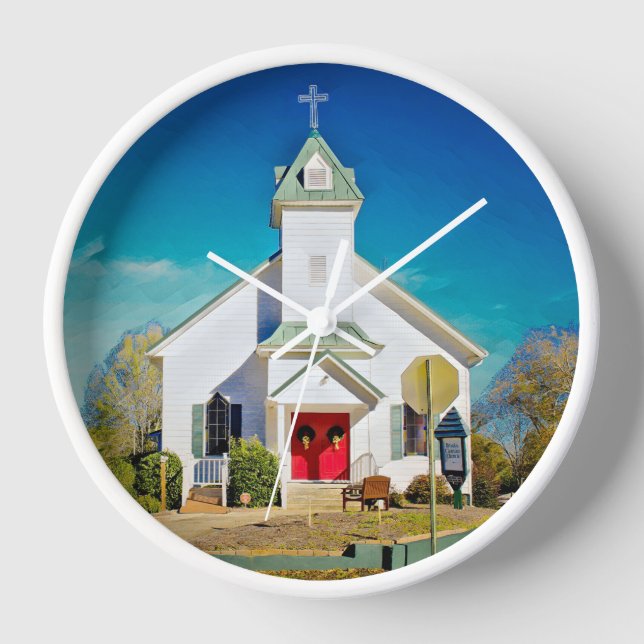SMALL TOWN CHURCH Wall Clock (Front)