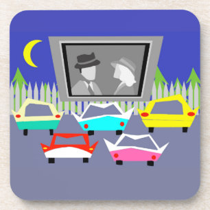 Small Town Drive-In Movie Cork Coasters