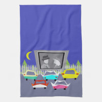 Small Town Drive-In Movie Kitchen Towel