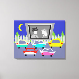 Small Town Drive-In Movie Stretched Canvas Print