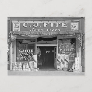 Small Town Feed Store, 1936 Postcard
