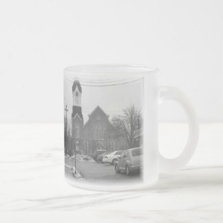 Small town living frosted glass coffee mug