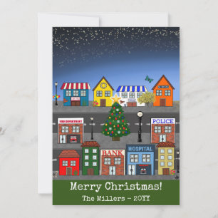 Small Town Neighbourhood   Merry Christmas Holiday Card