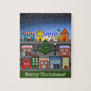 Small Town Neighbourhood   Merry Christmas Jigsaw Puzzle