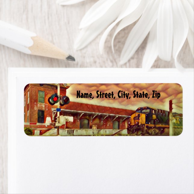 Small Town Train Return Address Label (Insitu)