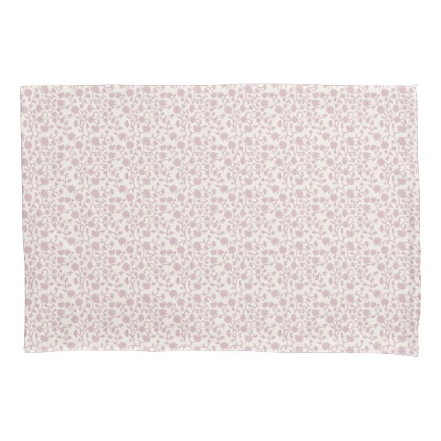 Small Trailing Block Print Floral - Pink Pillowcase (Front)