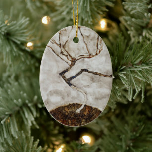 Small Tree In Late Autumn by Egon Schiele Ceramic Ornament