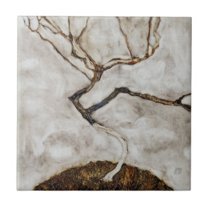 Small Tree In Late Autumn by Egon Schiele Ceramic Tile