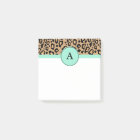 Small Turquoise Leopard Monogrammed Post It Notes