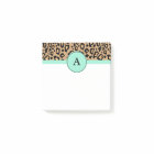Small Turquoise Leopard Monogrammed Post It Notes