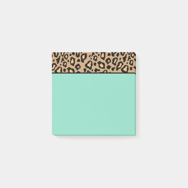 Small Turquoise Leopard Post It Notes (Front)