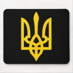 Small Ukrainian Coat Of Arms Flag Symbol Sign Logo Mouse Pad