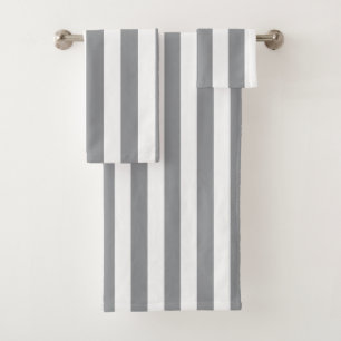 Small Vertical Grey Stripes Bath Towel Set