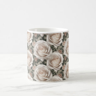 Small Vintage White Roses Coffee Mug