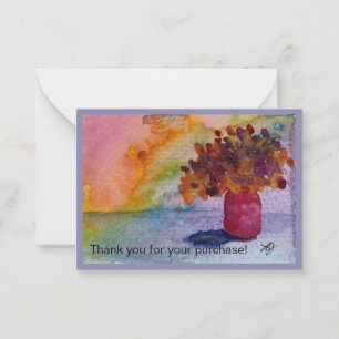Small Watercolor Floral Thank You ACEO sized Card