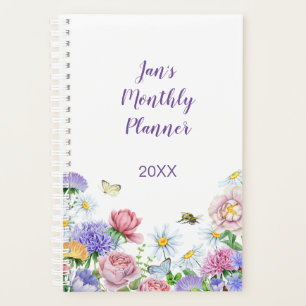 Small Watercolor Garden Flower Butterfly Bumblebee Planner
