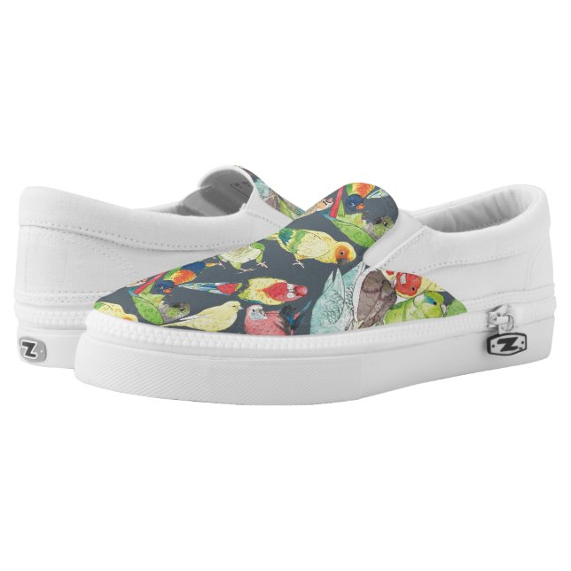 Small Watercolor Parrots Slip On Shoes (Pair)