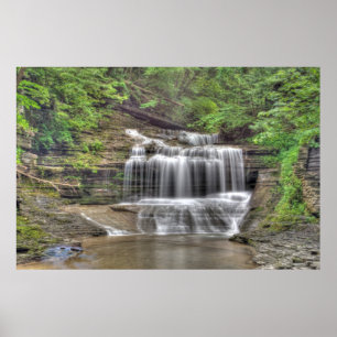 Small Waterfall, Buttermilk Falls State Park, NY Poster