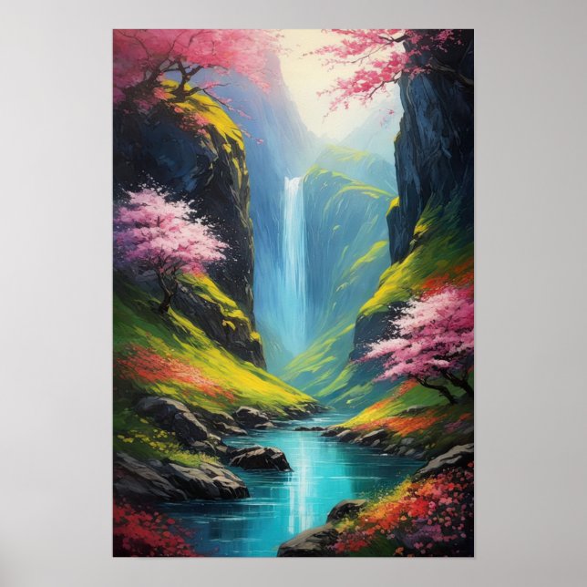 Small Waterfall in Charming Canyon Poster (Front)