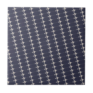 Small White Aeroplanes pattern allover blue Ceramic Tile