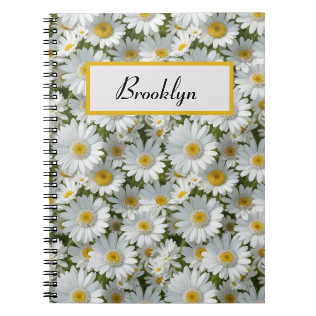 Small White Daisies Personalised Notebook (Front)
