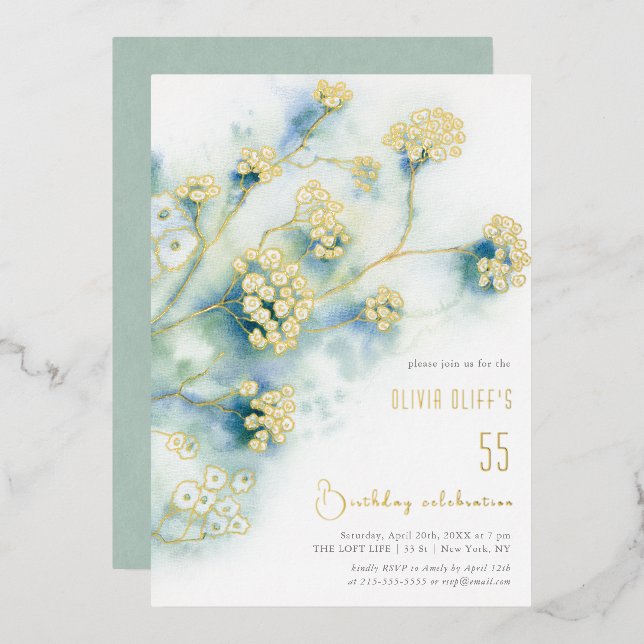 Small White Flowers Birthday Any Age (Front/Back)